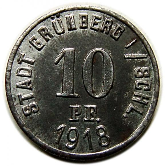10 fenigów 1918 Zielona Góra Grunberg